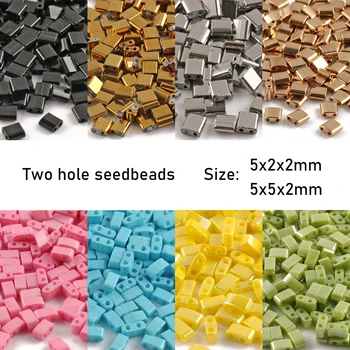 일본 더블 시드 비즈 타이디안 2 홀 유리 적철광 비즈, 바느질 작업용 DIY 팔찌, 보헤미아 쥬얼리 액세서리