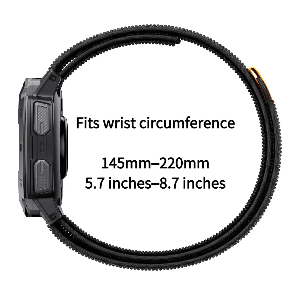 Breathable Nylon Loop Watch Strap - Metal-Free Hook & Loop Sport Band, Lightweight and Comfortable