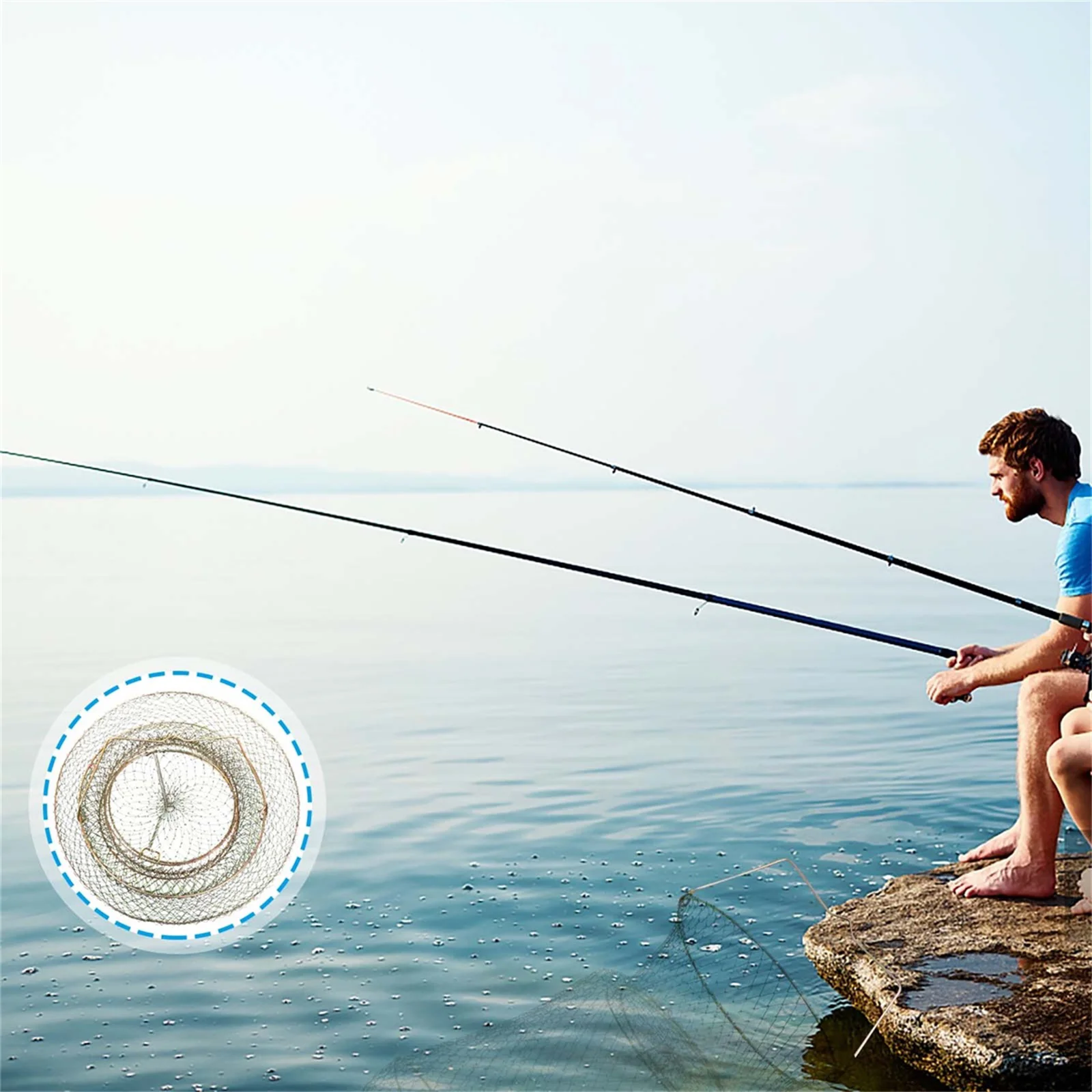 

Metal Net Fish Basket Steel Wire Fishing Cages Fish Protection Cage Accessory