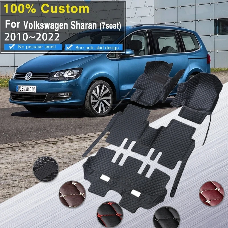 

Автомобильные коврики для Volkswagen VW Sharan 7N, 7 мест, 2010 ~ 2022, автомобильный кожаный напольный коврик, аксессуары для интерьера автомобиля 2012