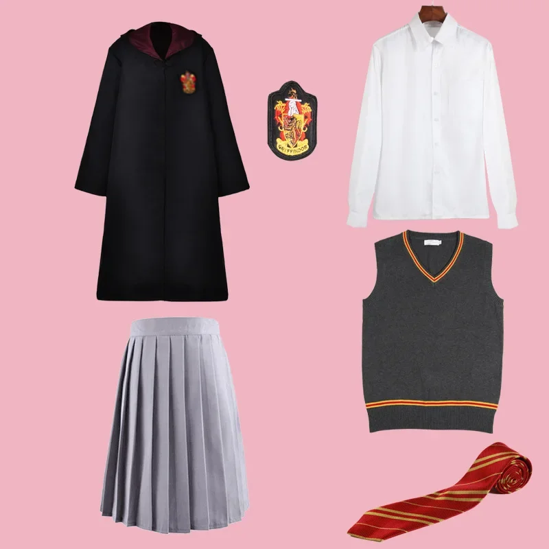 Harryy Potter Cosplay Hogwarts Costume Magic Robe Hermione Gryffindor Cape Gonna Maglione Tie Slytherin Malfoy Uniforme Scolastica