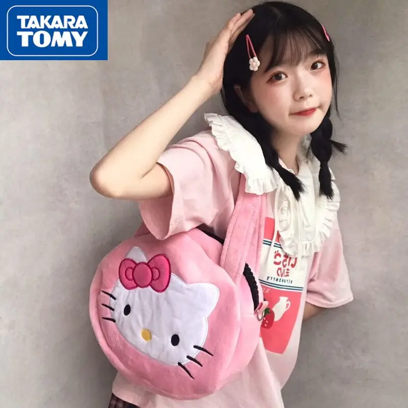 

TAKARA TOMY девушки Hello Kitty розовая Милая большая плюшевая сумка через плечо мультяшная Милая Повседневная Диагональная Сумка для макияжа
