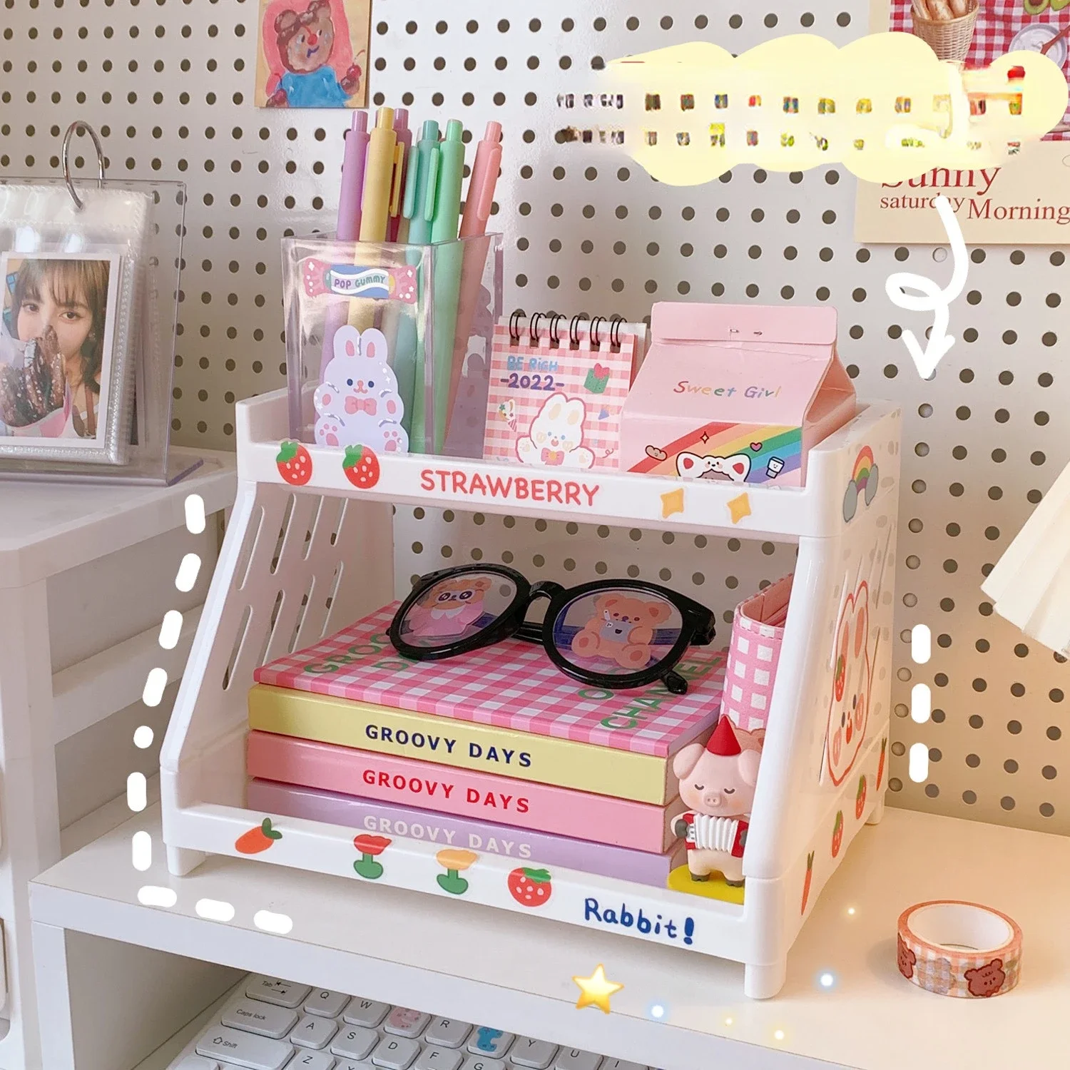 

Multi-Layer Shelf Office Desk Storage Rack Simple Ins Style Dormitory Desktop Cosmetic Finishing Rack Storage Rack Organizer