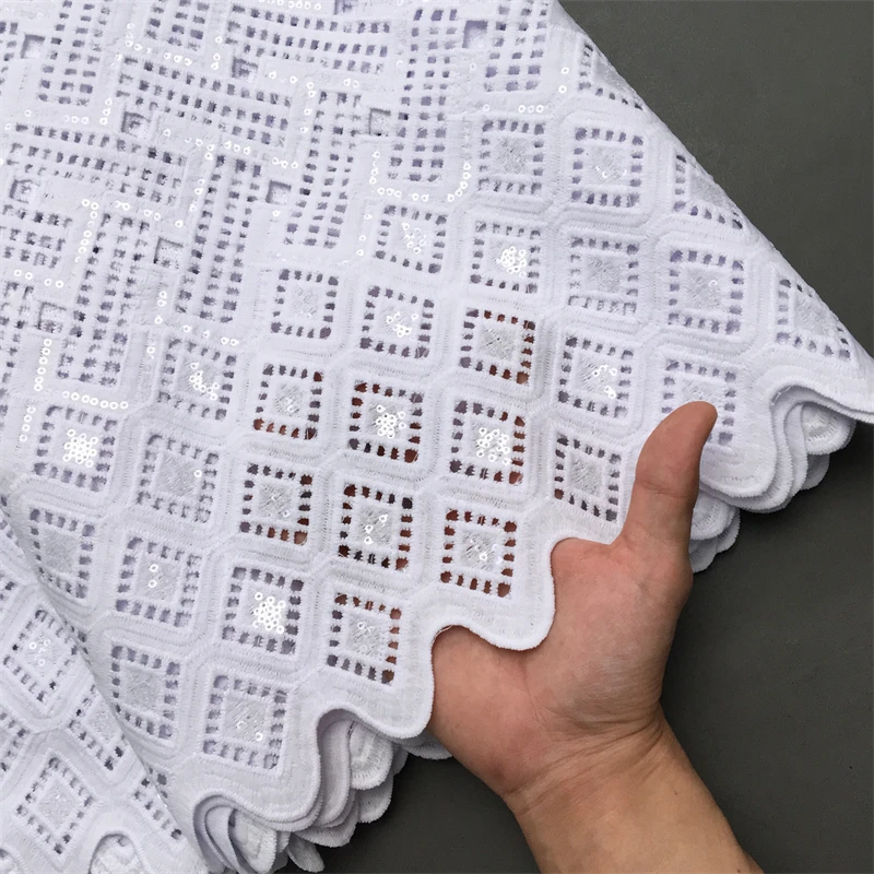 African Guipure Sequins Lace Fabric for Dresses