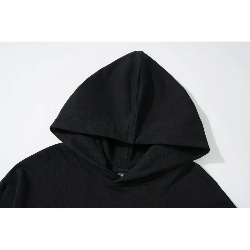 Tideshec Harajuku Earth skull print Loose Hoodie Hooded Sunscreen Jacket 2024 Black Retro Streetwear Men\'s Fashion Tops