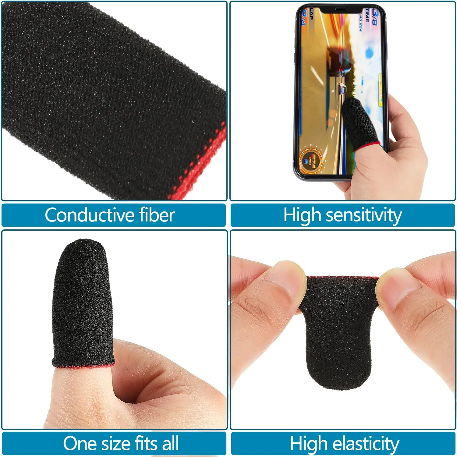 Finger Sleeve 10PCS for PUBG Mobile Game Seamless Anti-Sweat Breathable Sensitive Touch Screen Gaming gaming finger sleeves