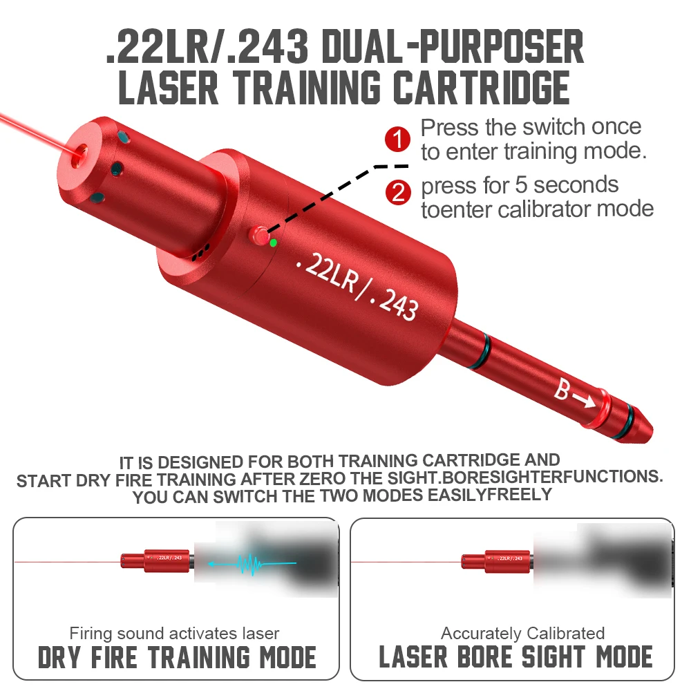 22LR 243 multifunctional magnetic red green light trainer dual-use for training and calibration