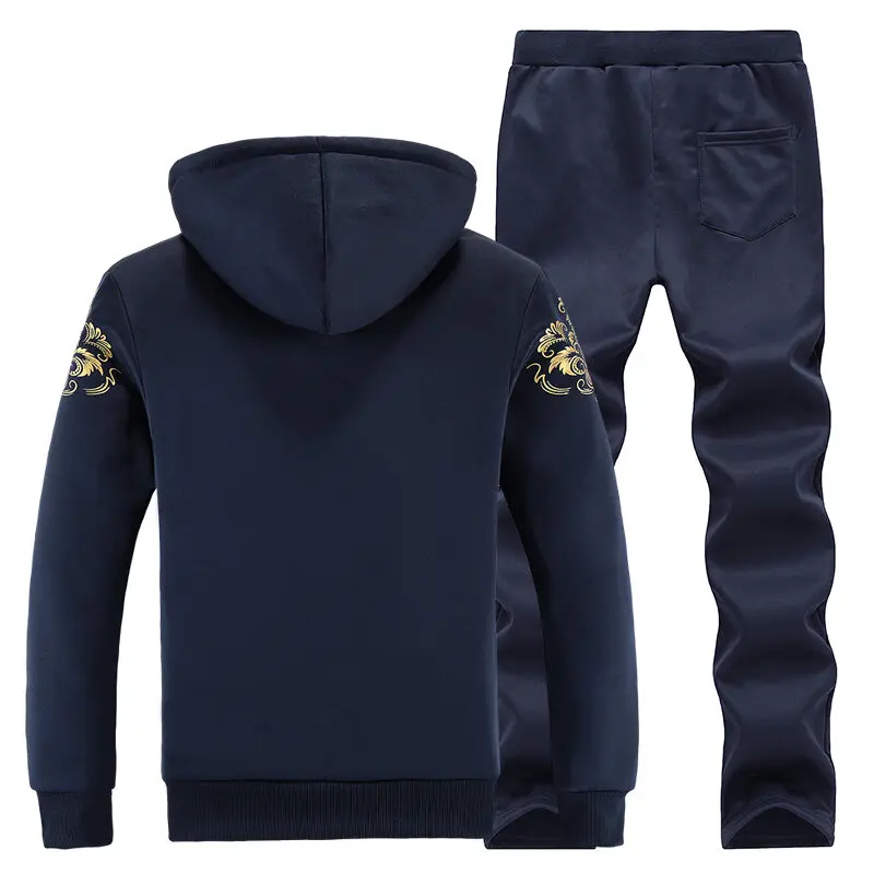 Winter Men's Leisure Sports Set Korean Fit Sweater Pants Two Piece Set with Plush Coat Martha Plus Large Set