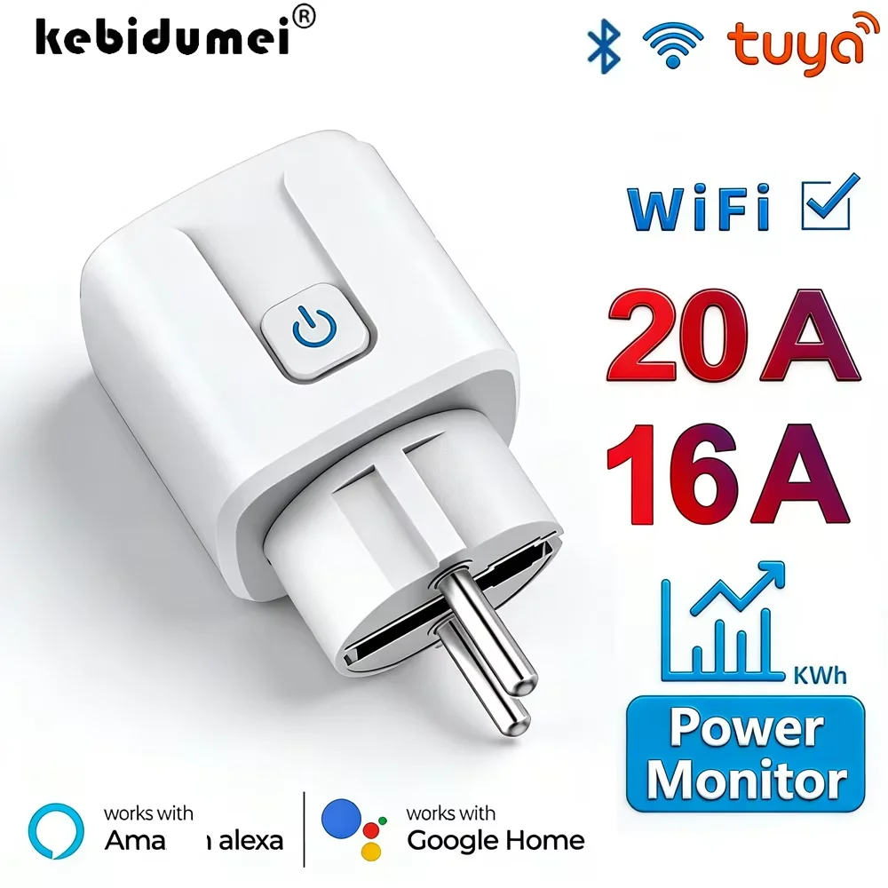 KEBIDUMEI Tuya 스마트 EU 플러그 WiFi + 블루투스 16A 20A..