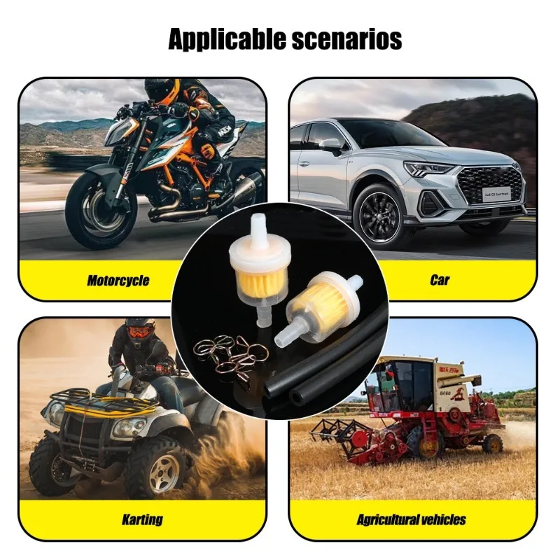 2/4/8 Set Gasoline Fuel Filter Universal Motorcycle Moped Scooter Gas Fuel Gasoline Oil Filters Dirt Bike ATV Accessories gasoline fuel filter