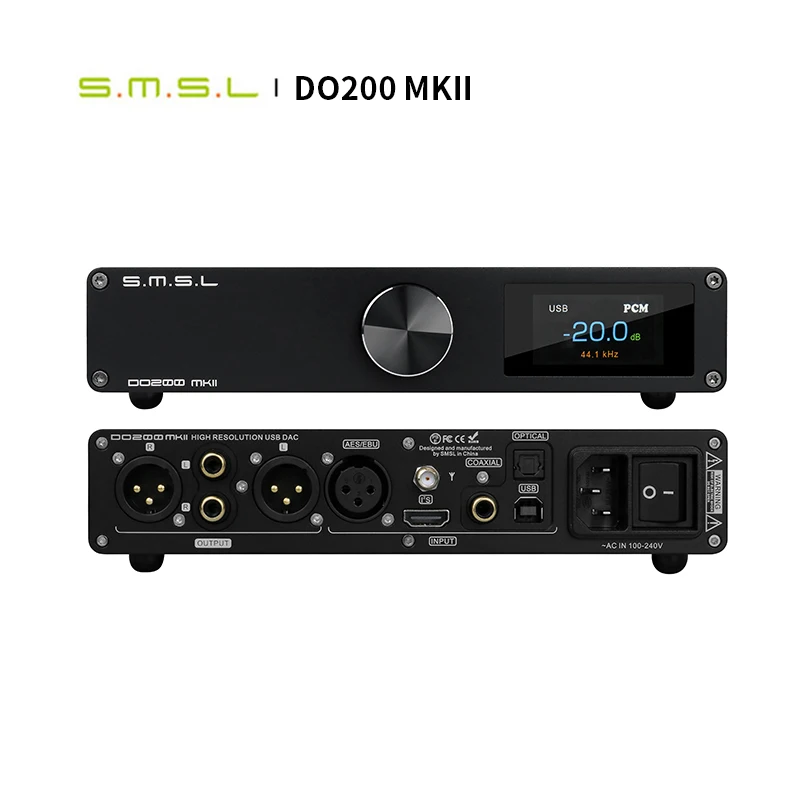 SMSL DO200 MKII 디지털-아날로그 오디오 컨버터 ES9068AS*2 MQA 디코더(BT5.0 32Bit/768kHz DSD512 지원 OPA1612*5 리모컨 포함)