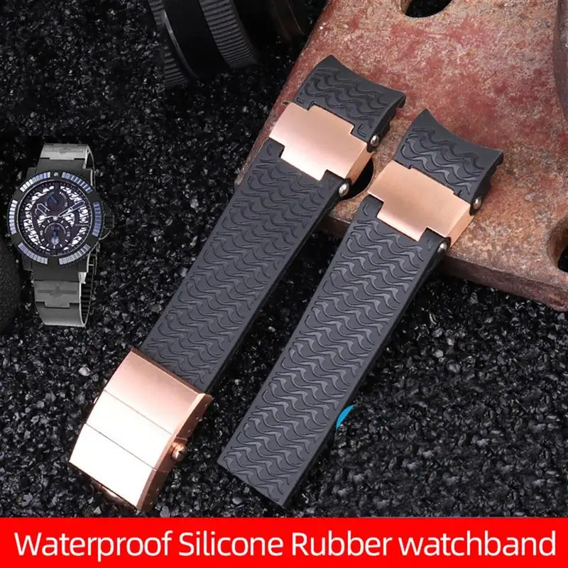 SCHIK 22x20mm DIVER and MARINE Waterproof Silicone Rubber watchband Wrist Watch Band Belt For Ulysse Nardin Man strap tools