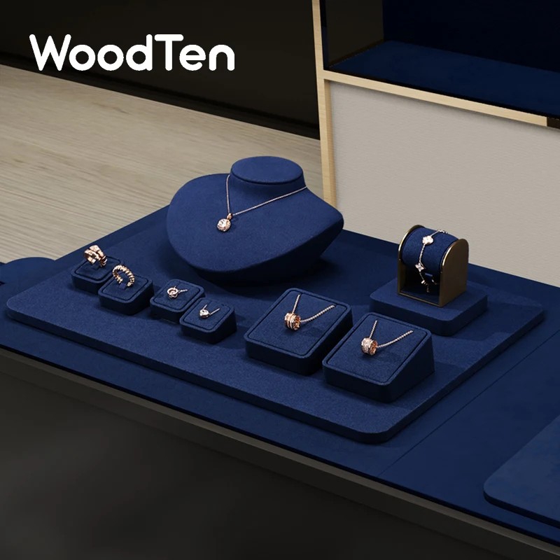 WoodTen 라이트 럭셔리 쥬얼리 디스플레이 소품, 고급 극세사 목걸이, 반지..