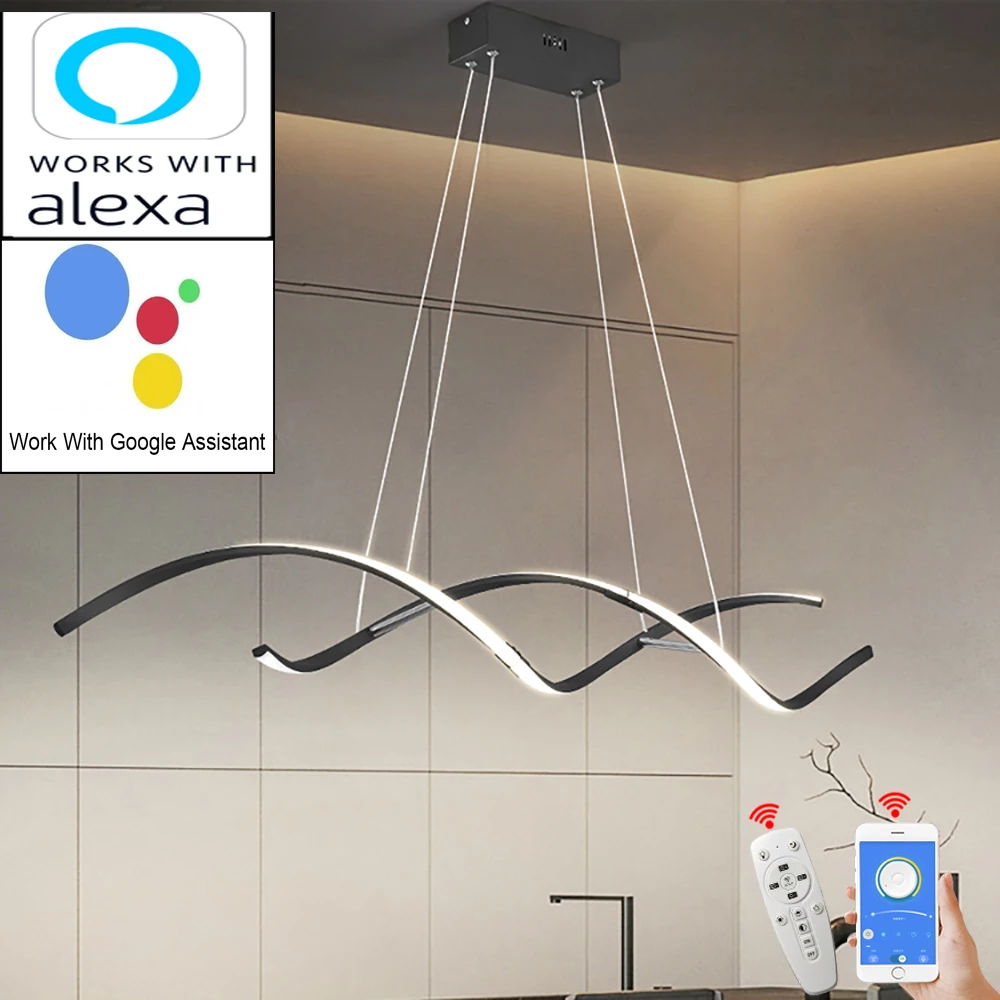 LED Chandelier For Living Room Dining Room Bar Kitchen Smart Home Alexa Google RC Hanging Chandelier Fixtures