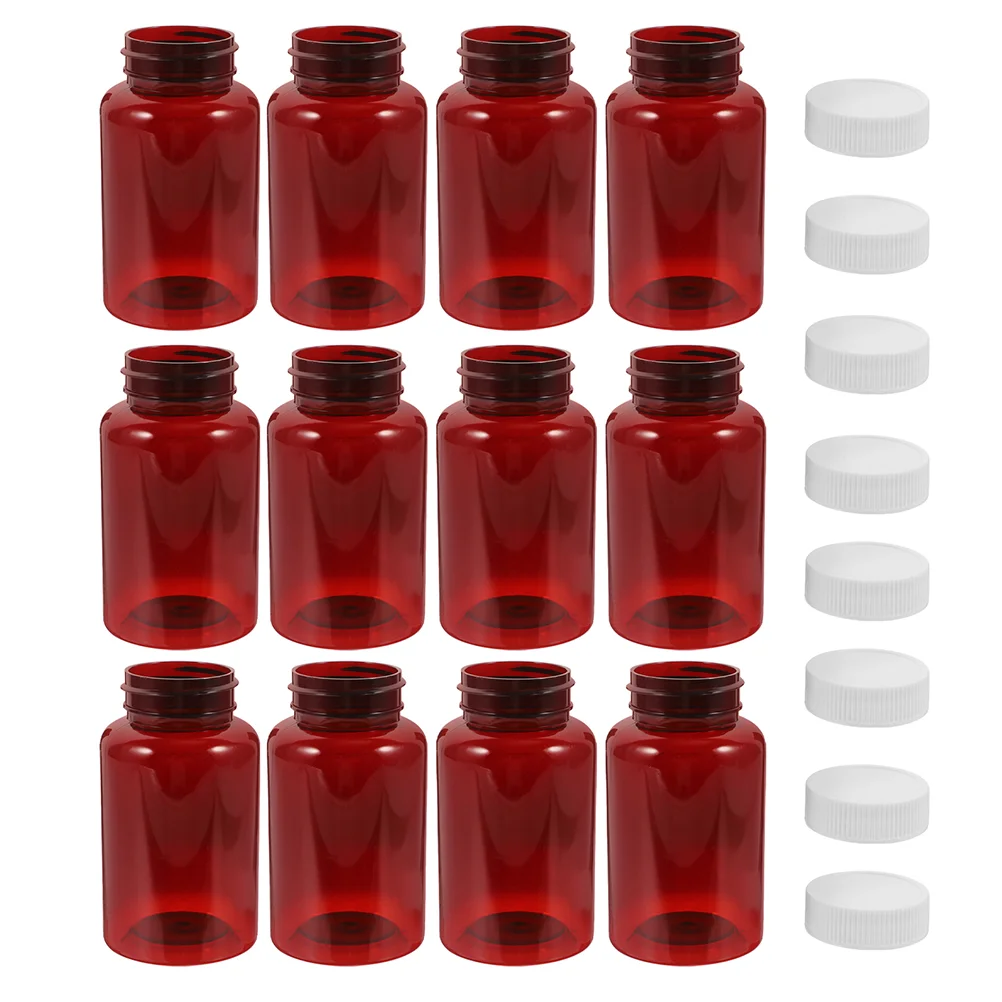 

16 Pcs Amber Medicine Bottle Pill Storage Jar The Pet Bottles Empty Plastic Container