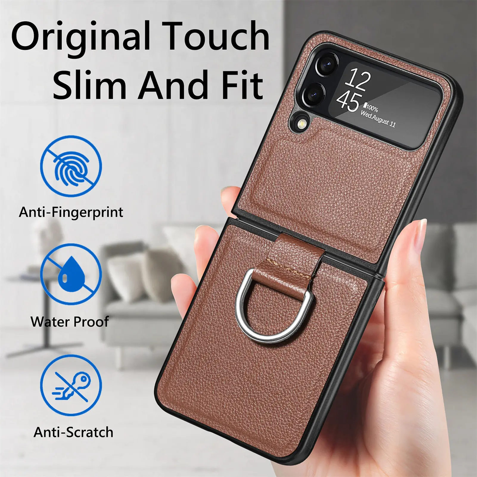 Per Samsung Z Flip4 Custodia Aderente Sottile Per Samsung Galaxy Z Flip4 5G Flip 4 Flip3 Flip 3 Finger Ring Borsa Per Cellulare