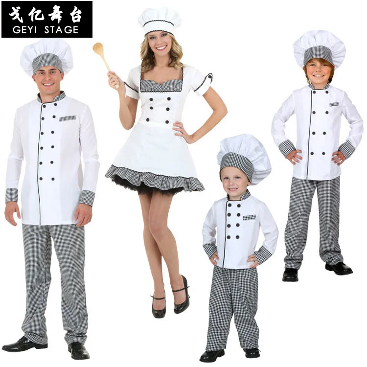 

Cosplay chef costume festival stage performance costume adult children men and women white chef costume cake chef costume