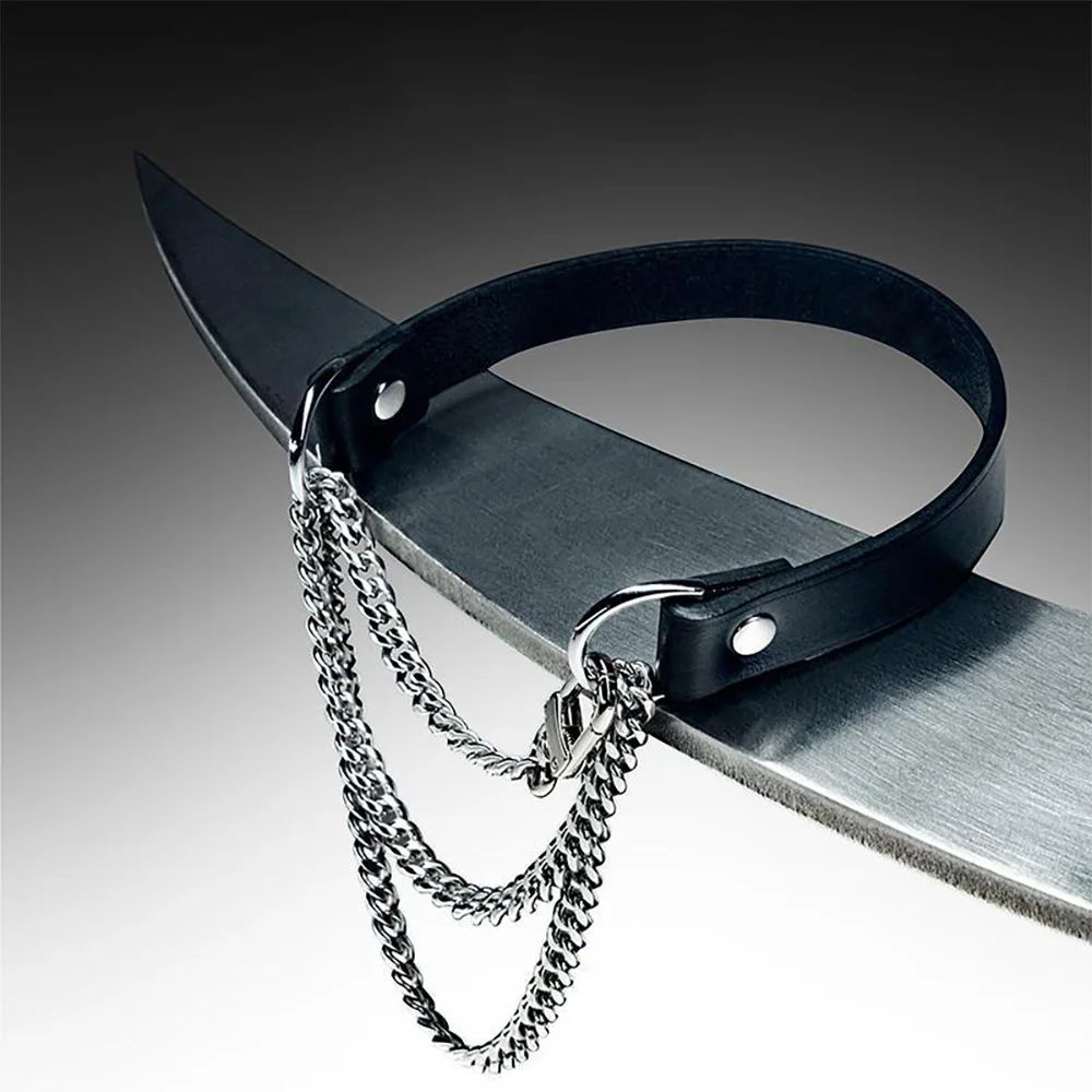 Colar punk erótico em couro legítimo para casais bondage_voghion.com