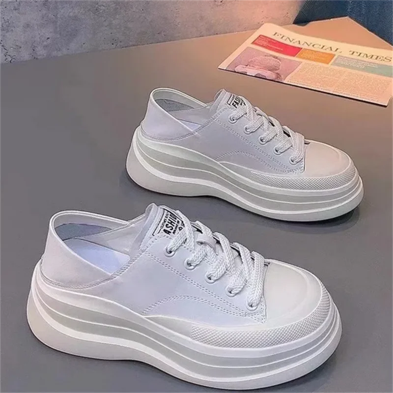 Leather Casual Sneakers Flats White Platform Shoes For Women 2023 Fashion Chunky Luxury Designer Sports Shoes Girl Tennis Female