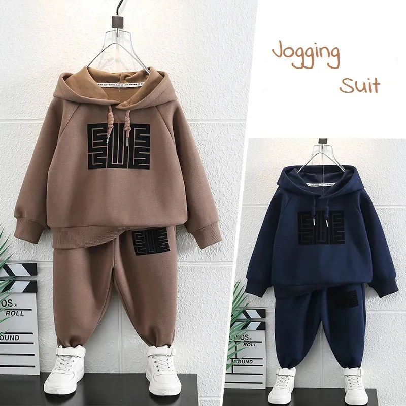 Inverno Caldo Bambino E Ragazzi Felpa Da Allenamento Foderata In Pile + Pantaloni Della Tuta Tuta Per Bambini Bambino 2 Pezzi Vestito Studente Jogger 