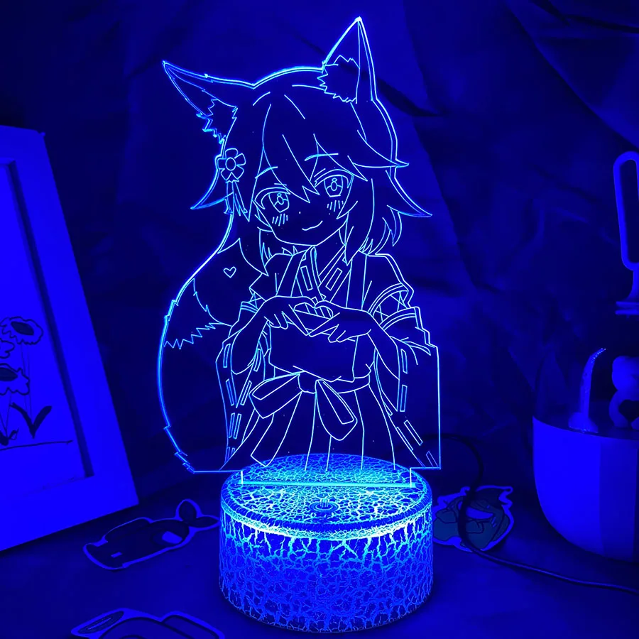 Anime The Helpful Fox Senko San 3D LED Neon Nightlight Birthday Gift for Friend Otaku Bedroom Decor Manga No Senko San Lava Lamp