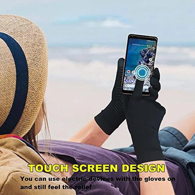 1/2 Pairs Black Women Men Copper Fiber Spandex Touch Screen Gloves for Running Sports Winter Warm Football Hiking Driving Glove 6
