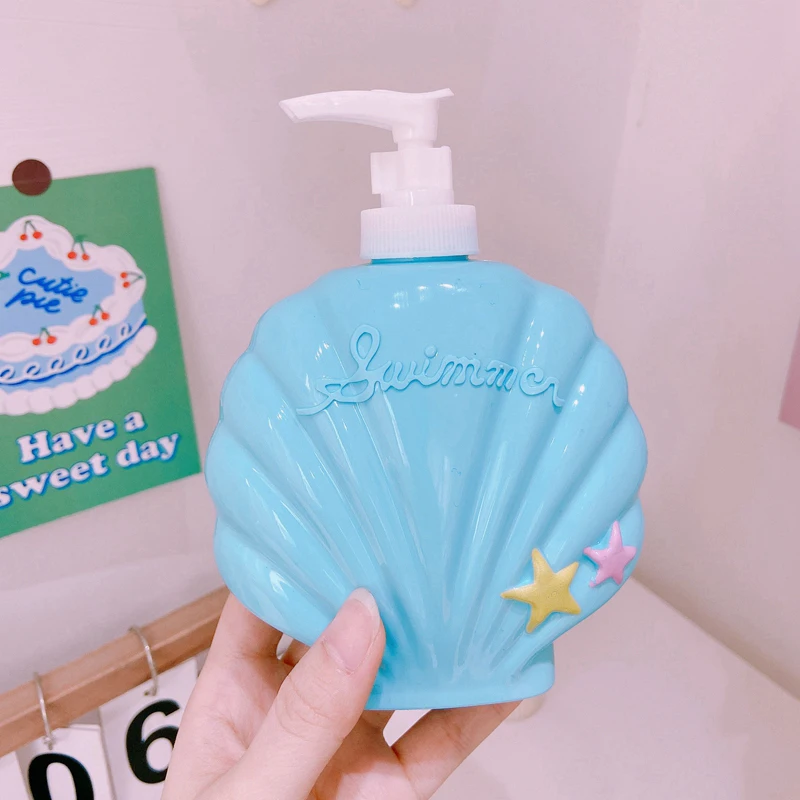 Cute Shell Perfume Shape Bathroom Shampoo Bottle 250ml/350ml Soap Dispenser Body Wash Hair Conditioner Refillable Bo