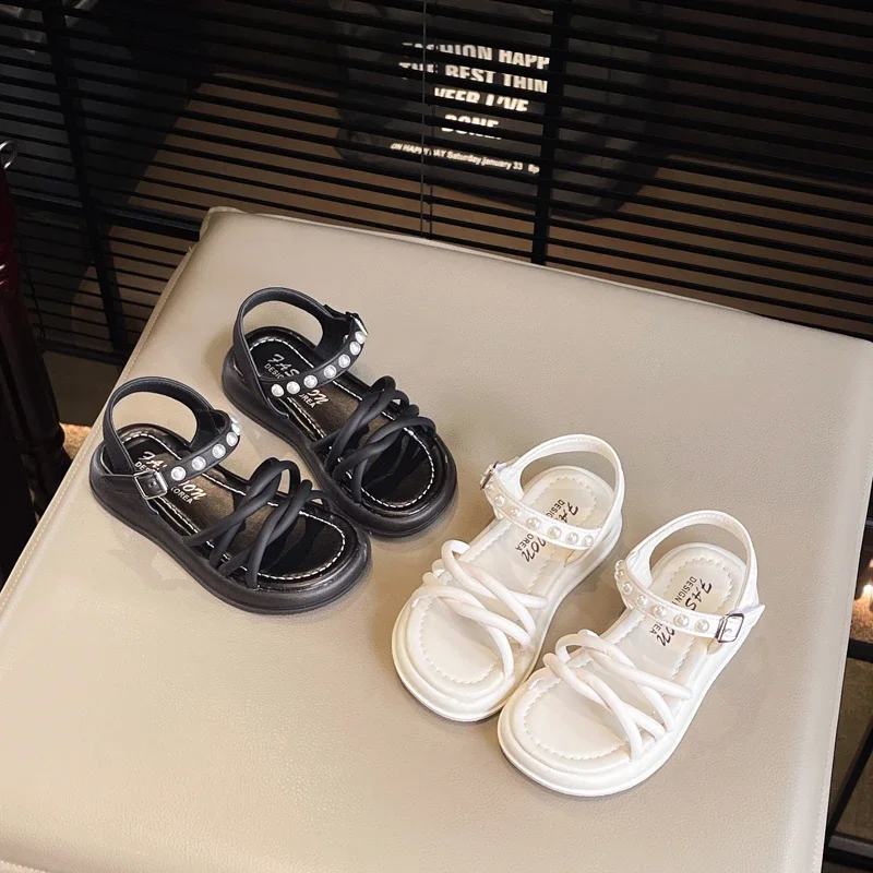 Girls Summer Woven Beach Sandals Kids Roman Shoes