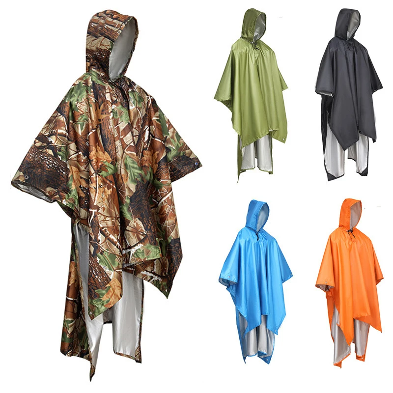 

Outdoor Military Breathable Camouflage Poncho Jungle Tactical Raincoat Birdwatching Hiking Hunting Ghillie Suit Travel Rain Gear