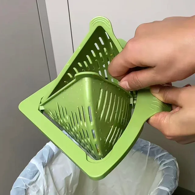 Panier de vidange d'évier de cuisine avec poignée, filtre à scories alimentaires, processeur de résidus, accessoire essentiel pour nettoyer les canalisations 1