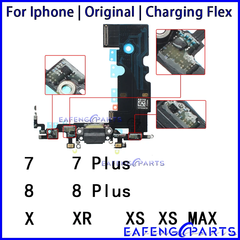 

Original Usb Charger Port Dock Connector Flex with Ic Chips for IPhone 7 8 Plus X XR XS Max Fast Charging Board Module