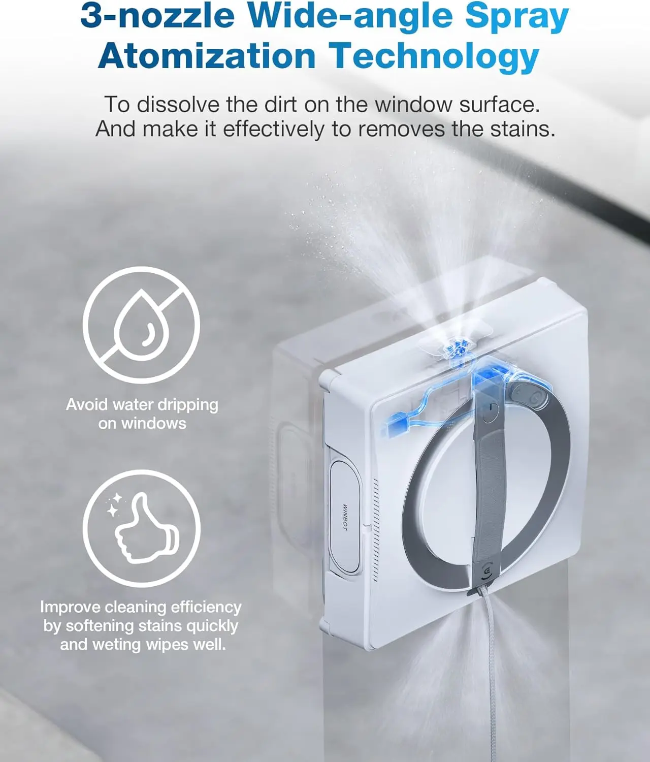 Winbot W2 Omni Portable Window Cleaning Robot, Intelligent Cleaning with Three-Nozzle Wide-Angle Spray Technology, Win S 6