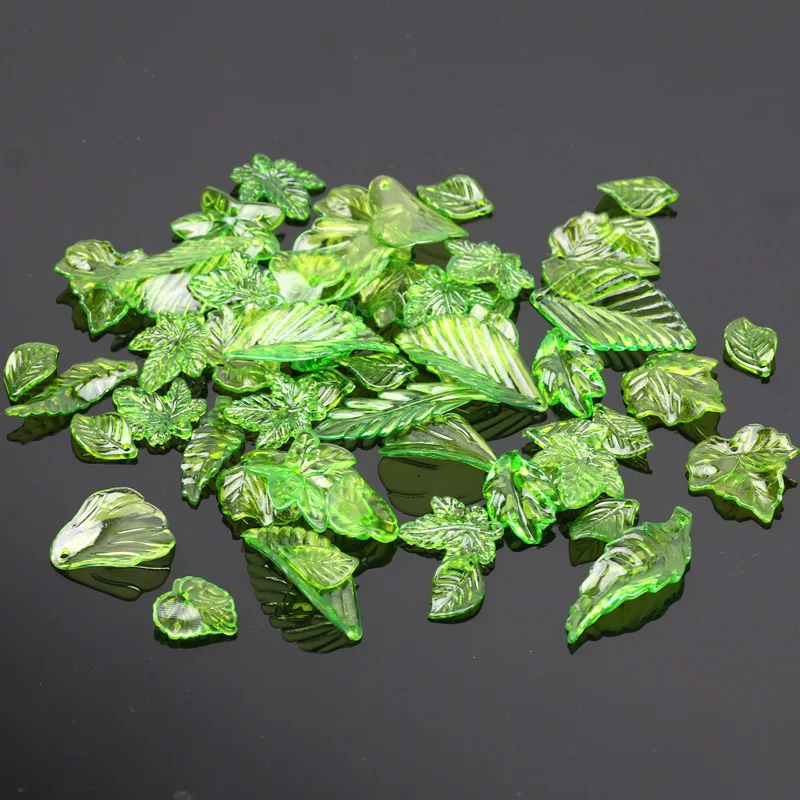 Green Plastic Leaf Charms Leaves Beads Pendants 30pcs/lot For Diy Necklace Bracelet Earrings Jewelry Making Handmade Crafts