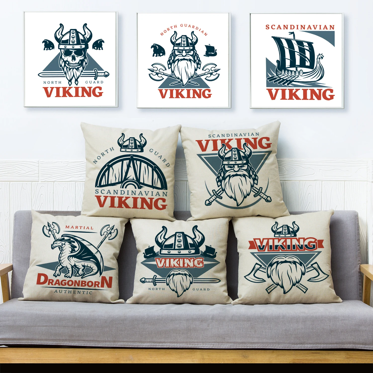 Traditionel dommer Donau Nordic Style Cartoon Viking Cushion Cover for Children Room Sofa Home Car  Decor Pirate Pillow Case Polyester Pillowcase 45x45cm - AliExpress