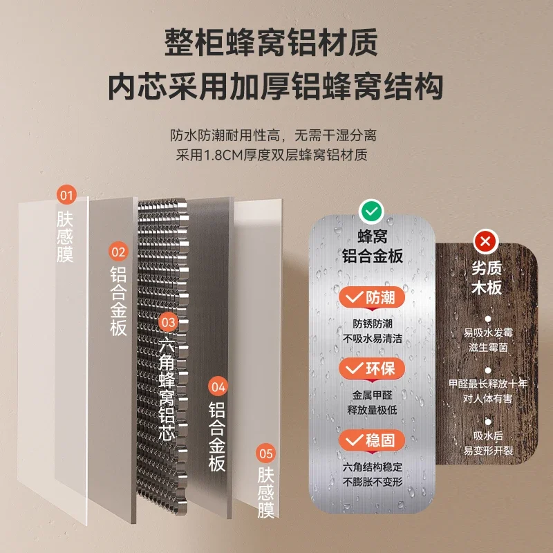 Small apartment waterproof honeycomb aluminum floor-to-ceiling bathroom cabinet combination ceramic integrated
