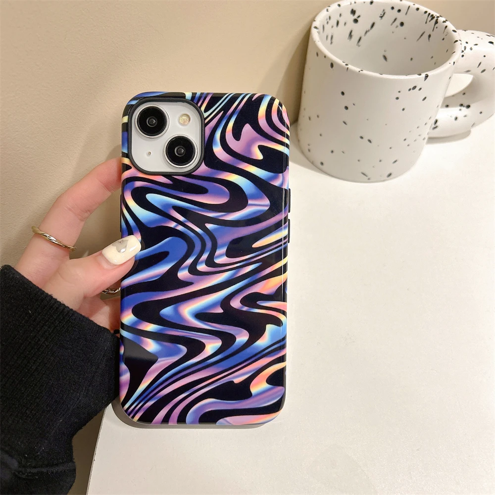 colorful lines intInclusive Magnetic Phone Case Two-In-One Film Protective Shell For iPhone 15 14 13 12 11 Pro Max Plus Mini