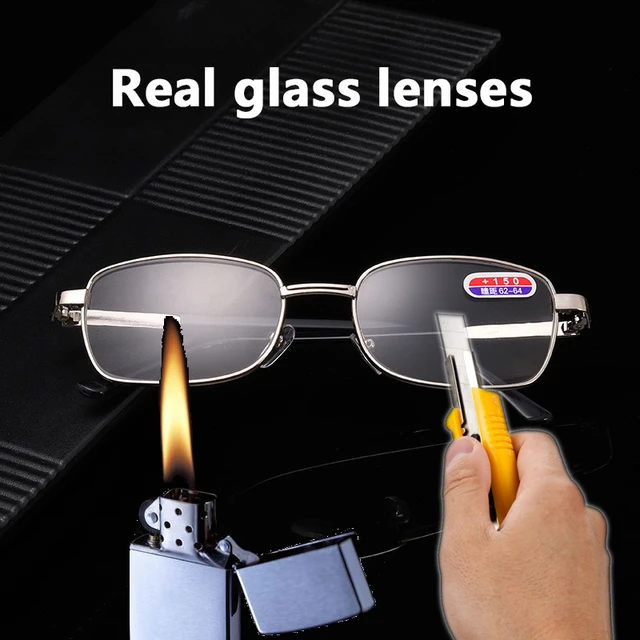 Real Glass Lens Reading Glasses Men Women Square Full Frame