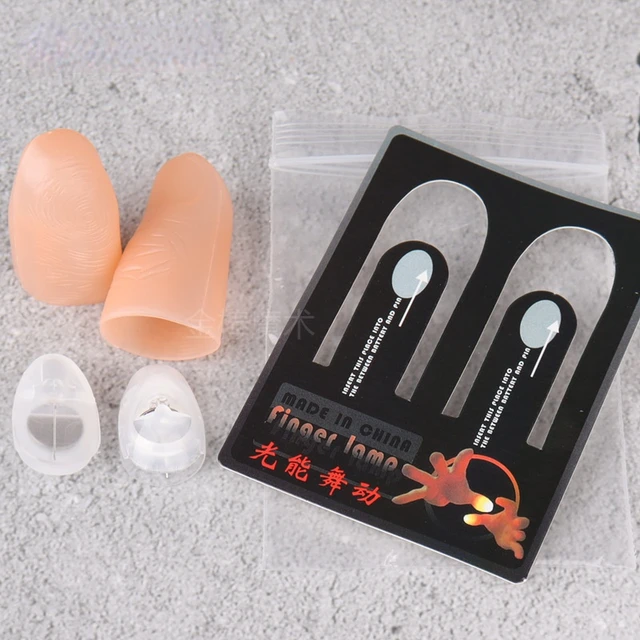 2 Pcs/set Magic Thumbs Light Toys for Adult Magic Trick Props Blue Light Led Flashing Fingers Halloween Party Toys for Children 2