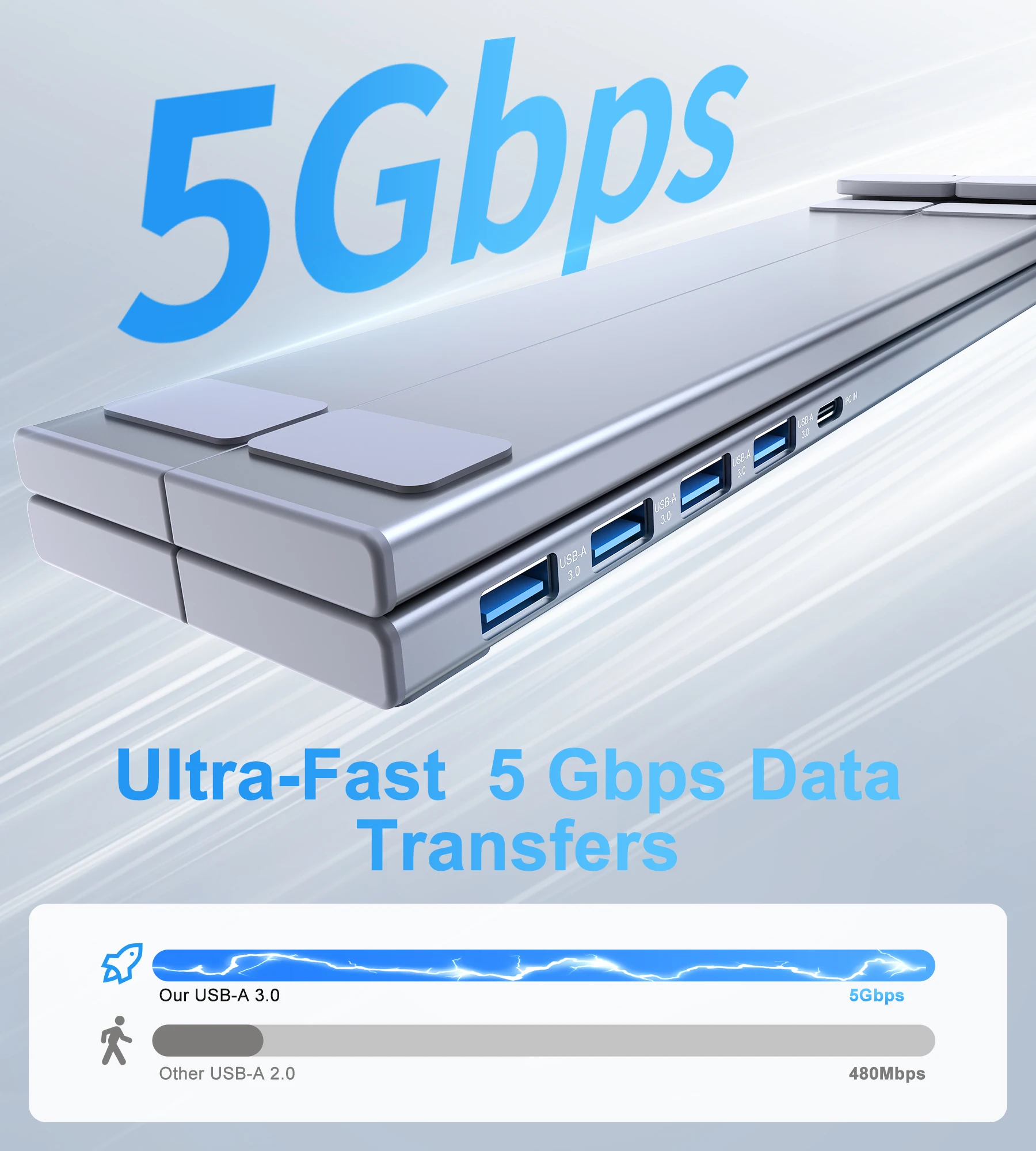 5 in 1 USB C 노트북 도킹 스테이션 스탠드 (USB C, 2개의 USB 3.1, SD/TF 카드 포트, PD 100W 지원), 맥북용 범용 도킹 스테이션