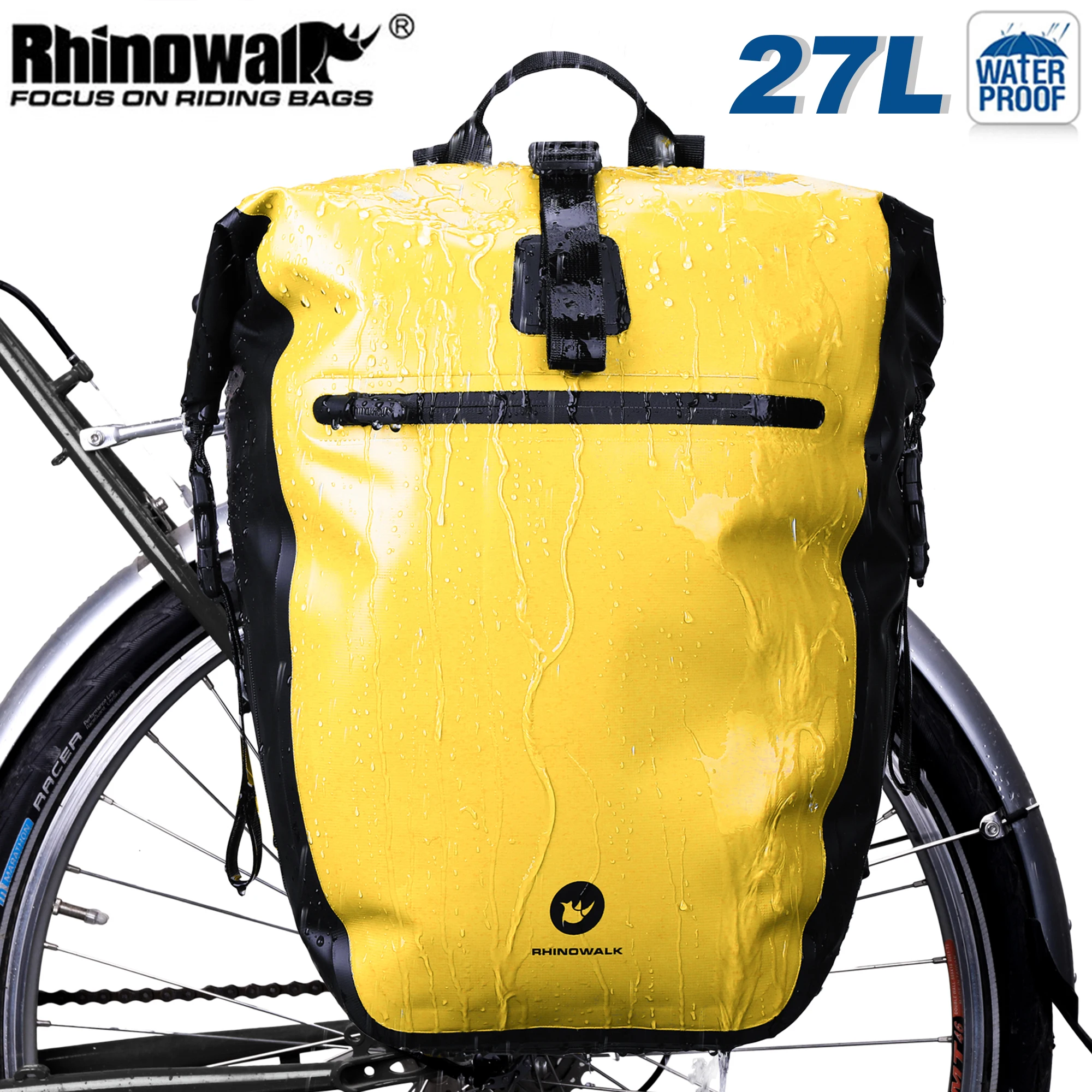 Rhinowalk Bike Bag Waterproof Bike Pannier Bag 27L,(for Bicycle Cargo Rack  Saddle Bag Shoulder Bag Laptop Pannier Rack Bicycle Bag Professional