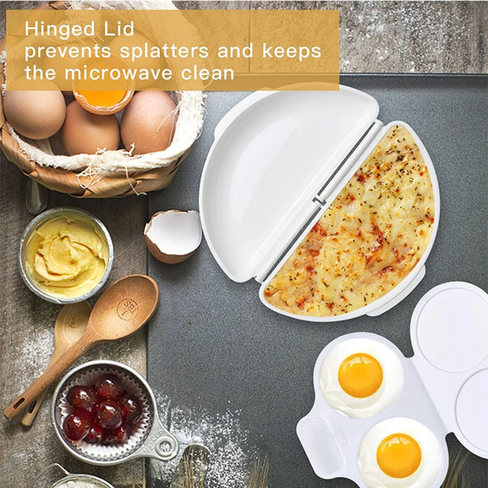 Egg Cooking Mold Microwave Egg Cooker Poached Egg Steamer Round DIY Eggs Boiler Poacher 2 Eggs Capacity For Noodles Easy To Use And Clean