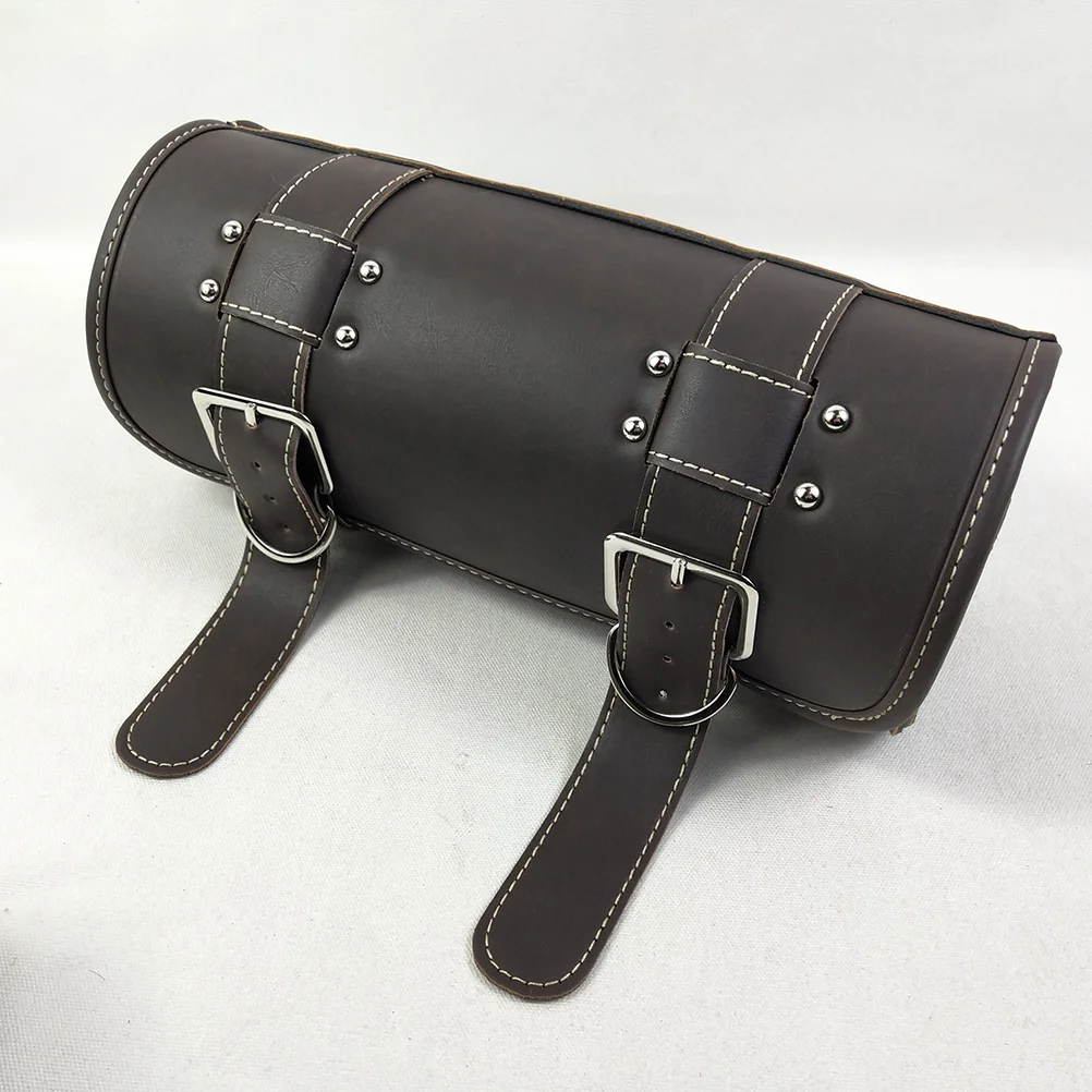 

Motorcycle Handlebar Bag Waterproof PU Cruiser Pack Car Head Bag Tool Package Holder (Dark Brown)