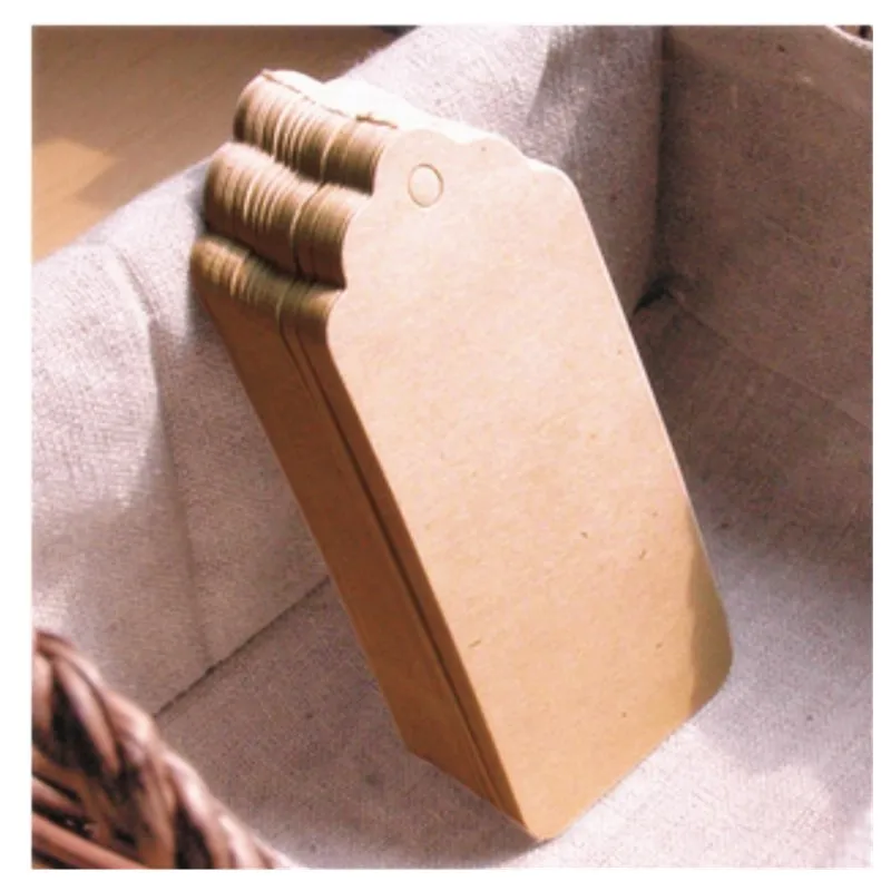 100 Stück/Packung 3CM*5CM Kraftpapier-Geschenkanhänger, Hangtags, Preisschilder mit 20m Bindfaden – Detail 8