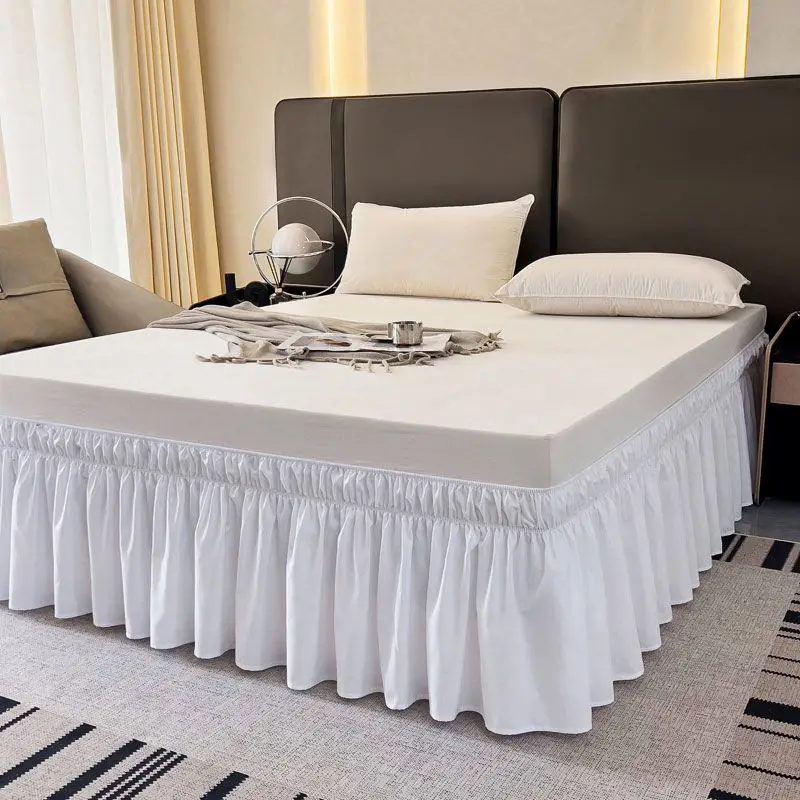 Спідниці з оборками для ліжок розміру "queen-size" 15-дюймові краплі з регульованою еластичною рюшами від пилу Легка посадка Стійка до зморшок тканина