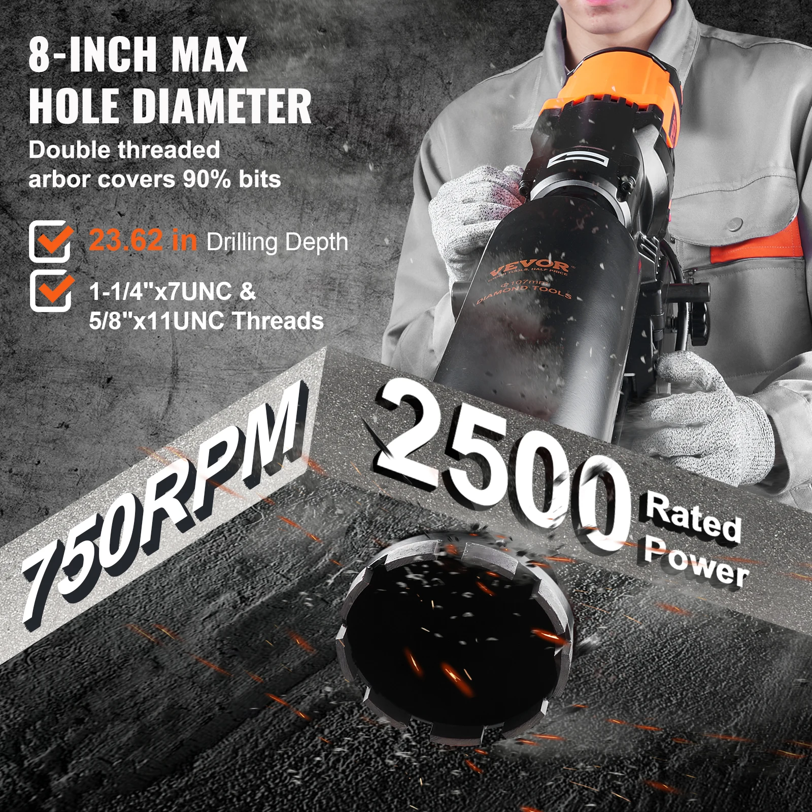 Wet Dry Diamond Core Drill Machine Concrete Drill Rig