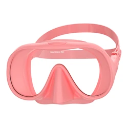 Ultra Wide View Frameless Diving Mask with Tempered Glass (Pink)
