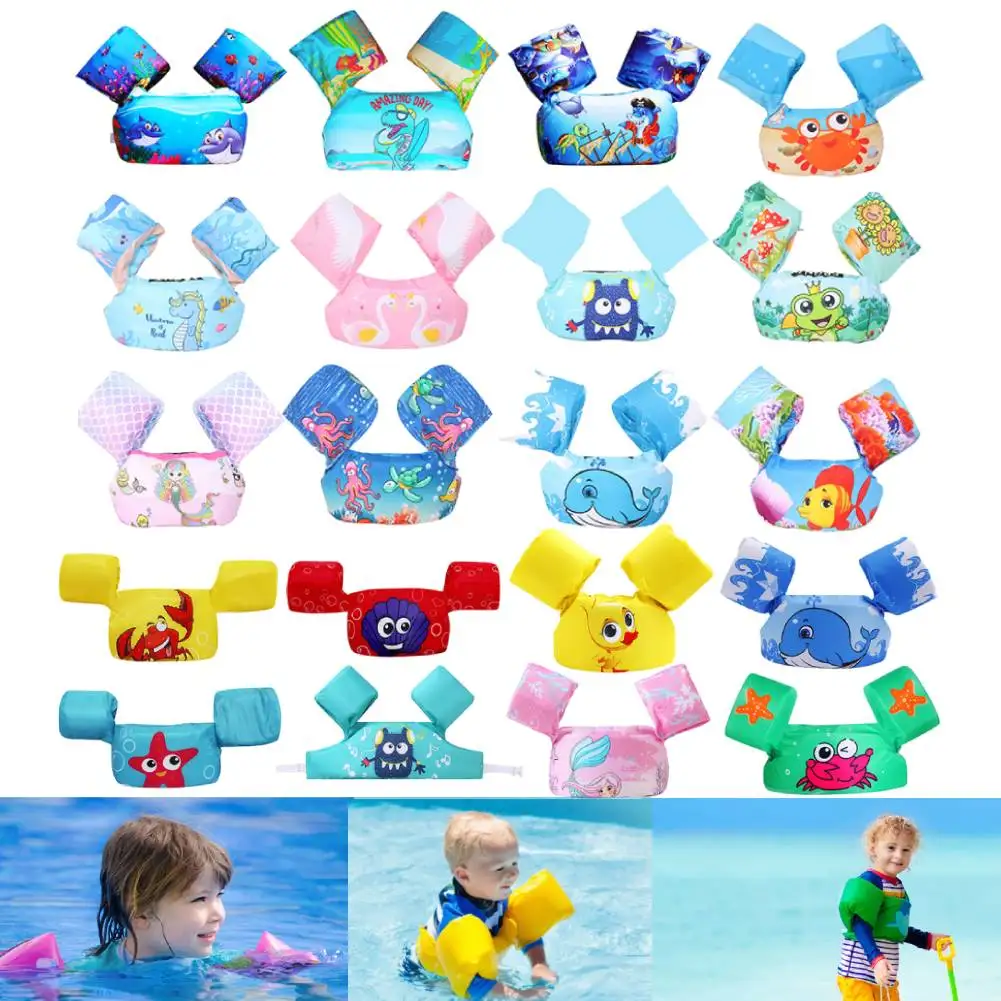 Baby Float Arm Sleeve Safe Floating Ring Cartoon Children's Life Jacket Kid Swimming Buoyancy Vest Armbands Adjustable Swimsuit life jacket swimming armbands