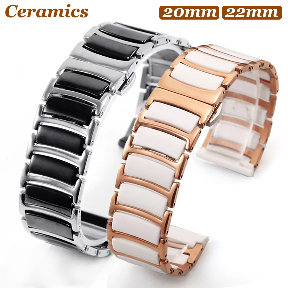 

Luxury Ceramics 20mm 22mm Band For Samsung Galaxy Watch 3 41 45MM 4/5 pro Classic 42 44mm Metal Strap For Huawei GT3 Pro 46mm 2e