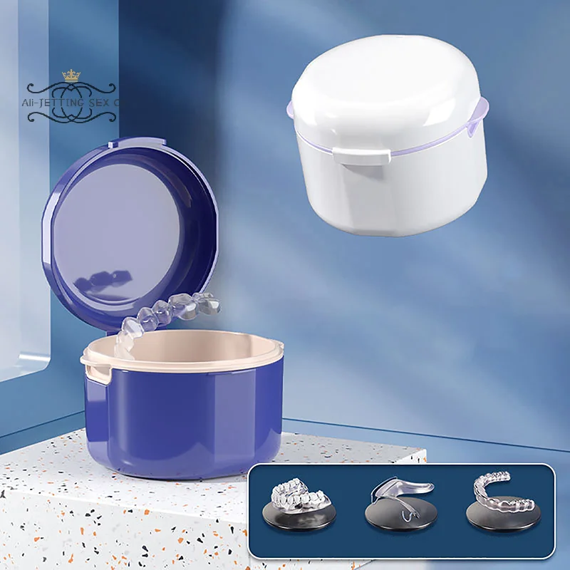

Denture Bath Case Cup Box Portable False Teeth Holder Storage Soak Container Orthodontic Retainer Strainer Basket Cleaning