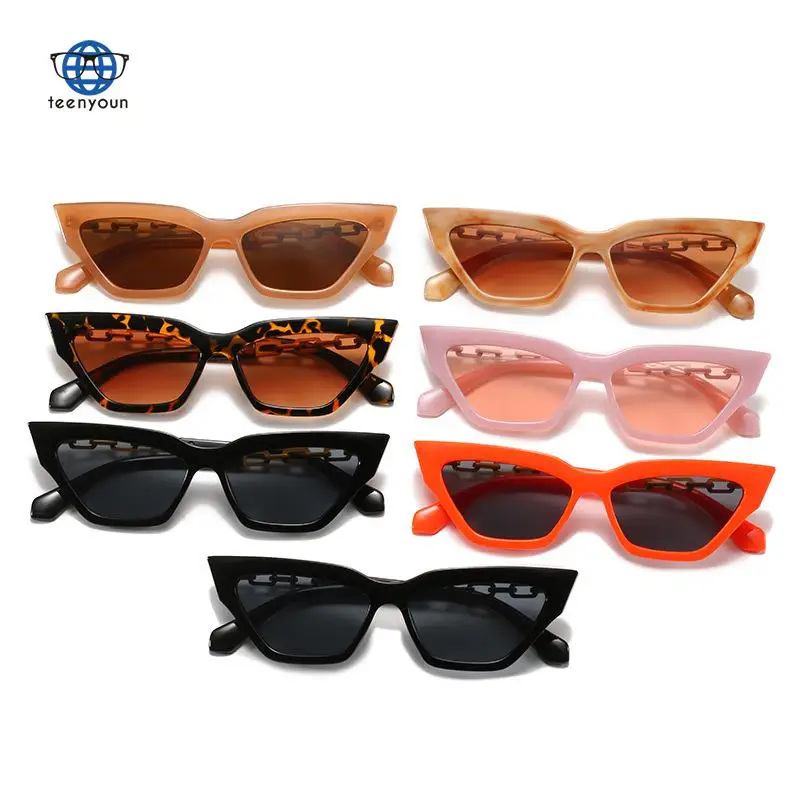 

Teenyoun New Cat Eye Fashion Brand Off Same Paint Baking Chain Female Sunglasses Sun Glasses